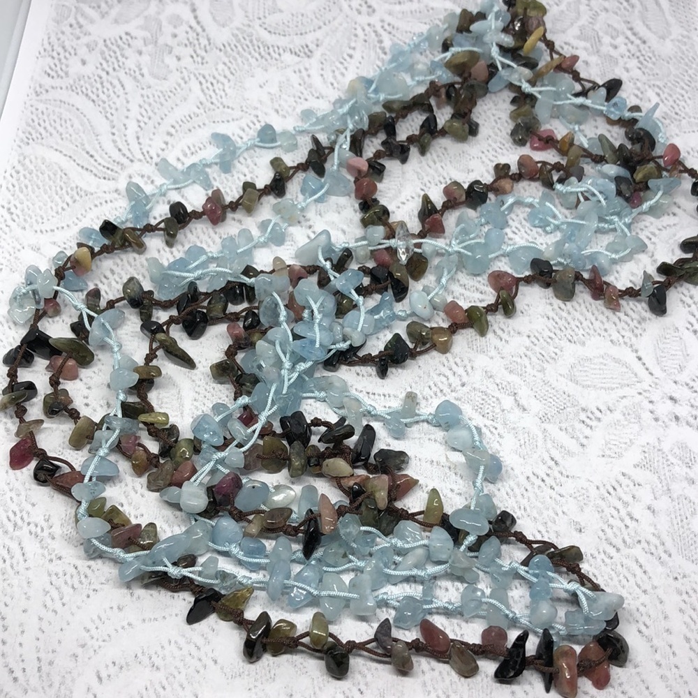 Bundle lot two artisan made natural stone beaded necklace boho great 4 layering - Picture 4 of 6